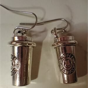 Silver Plated Starbucks Inspired Coffee Cup Earrings - NWOT